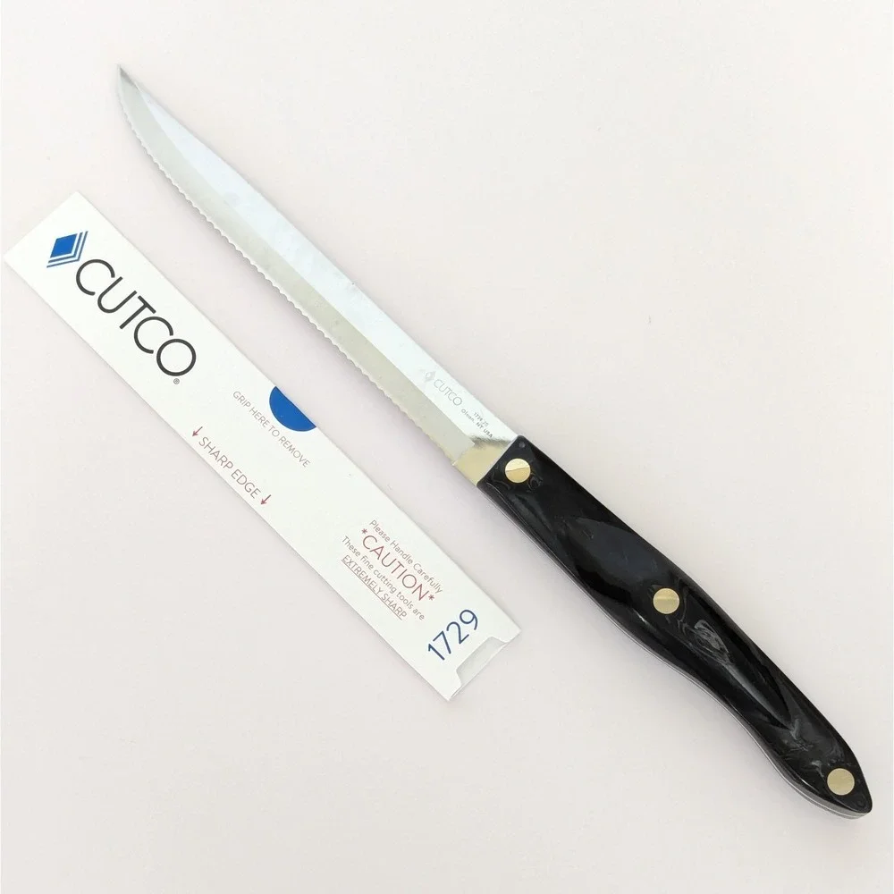 Cutco 1729 Petite Carver Knife Black Swirl Handle Factory Sharpened/Serviced 12